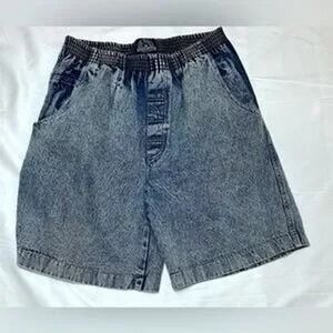 Cap Ferrat‎ Acid Wash Denim Elastic Waist Shorts Men's Size M Retro